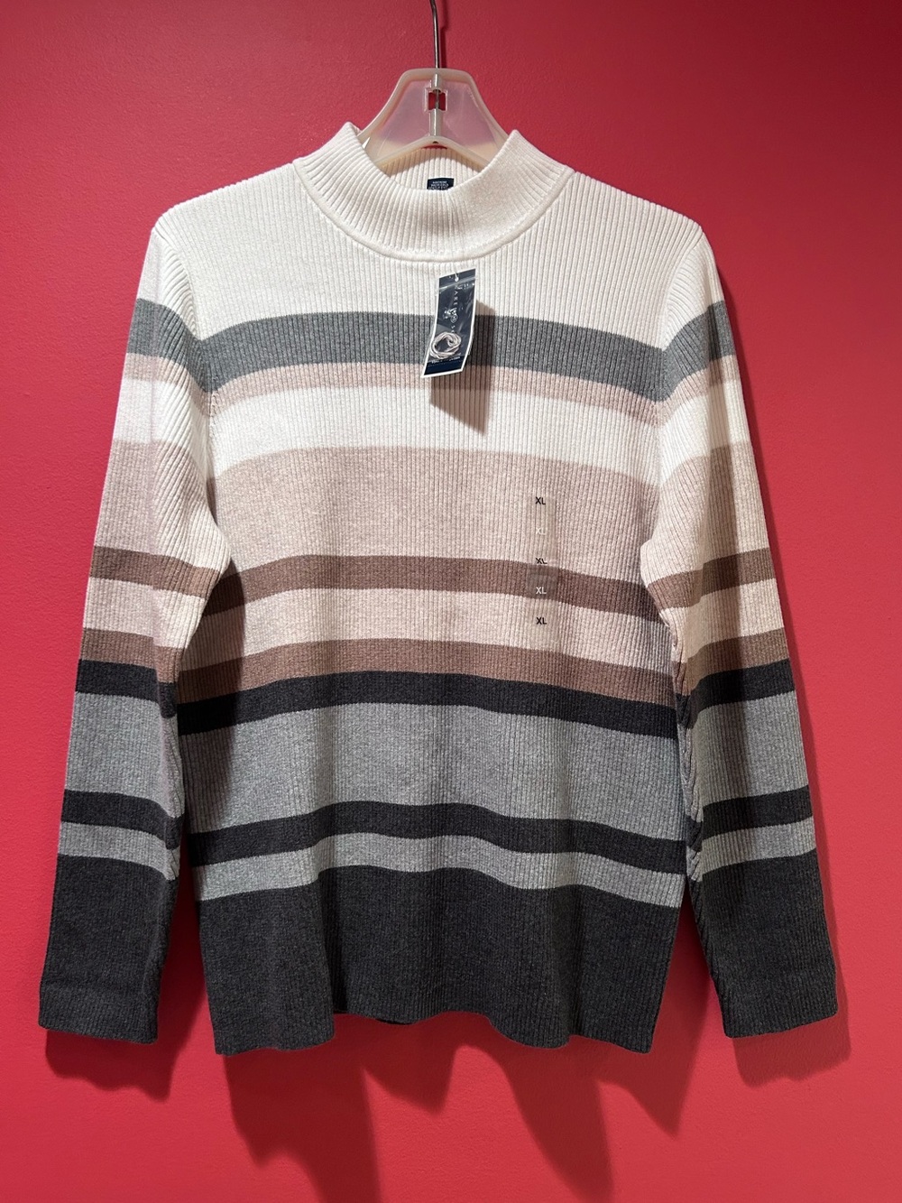 Karen Scott Striped Mock Neck Sweater Size XL